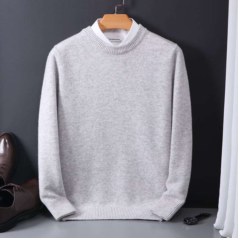 Crew-neck Men's Knitted Base-layer Slim-fit Casual Sweater - Image 2