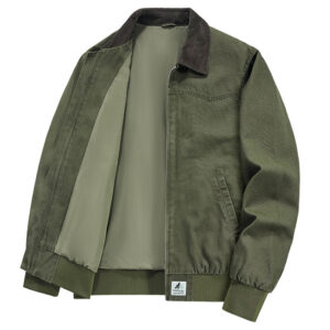 Spring And Autumn Washed Denim Work Jacket With Lapel For Young Men