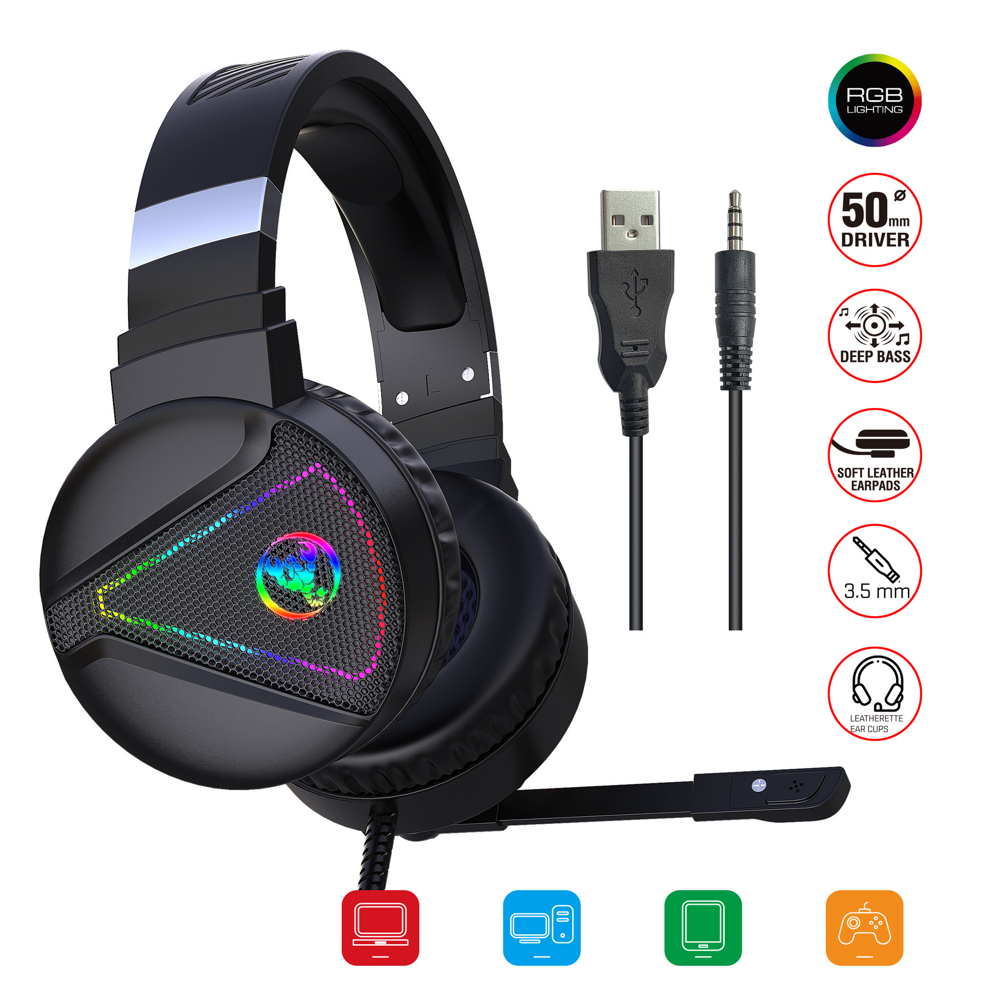 RGB Luminous ABS Headset - Image 10