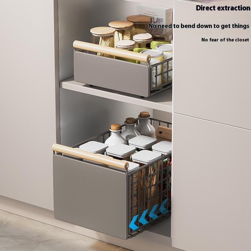 Kitchen Bathroom Multifunctional Foldable Pull Storage Basket - Image 3