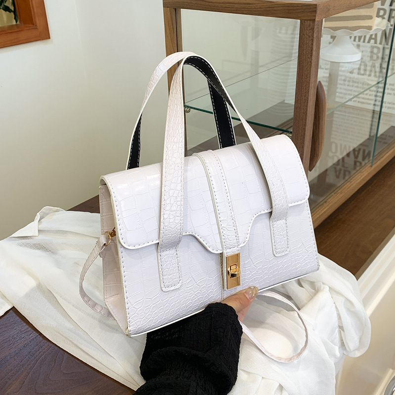 Fashionable Western-style Solid-color Crocodile-pattern Tote Bag - Image 2