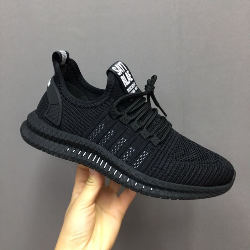 All Black Work Shoes Men's Mesh Men's Shoes Breathable Lightweight Mesh Shoes Summer Mesh Sports Casual Shoes - Image 4