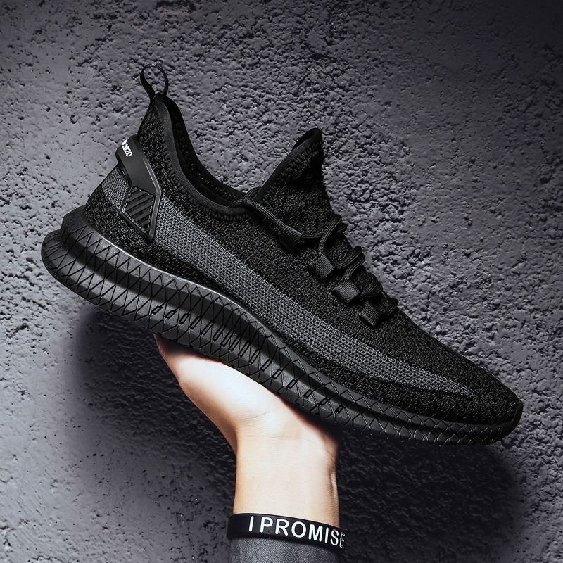 All Black Work Shoes Men's Mesh Men's Shoes Breathable Lightweight Mesh Shoes Summer Mesh Sports Casual Shoes - Image 7