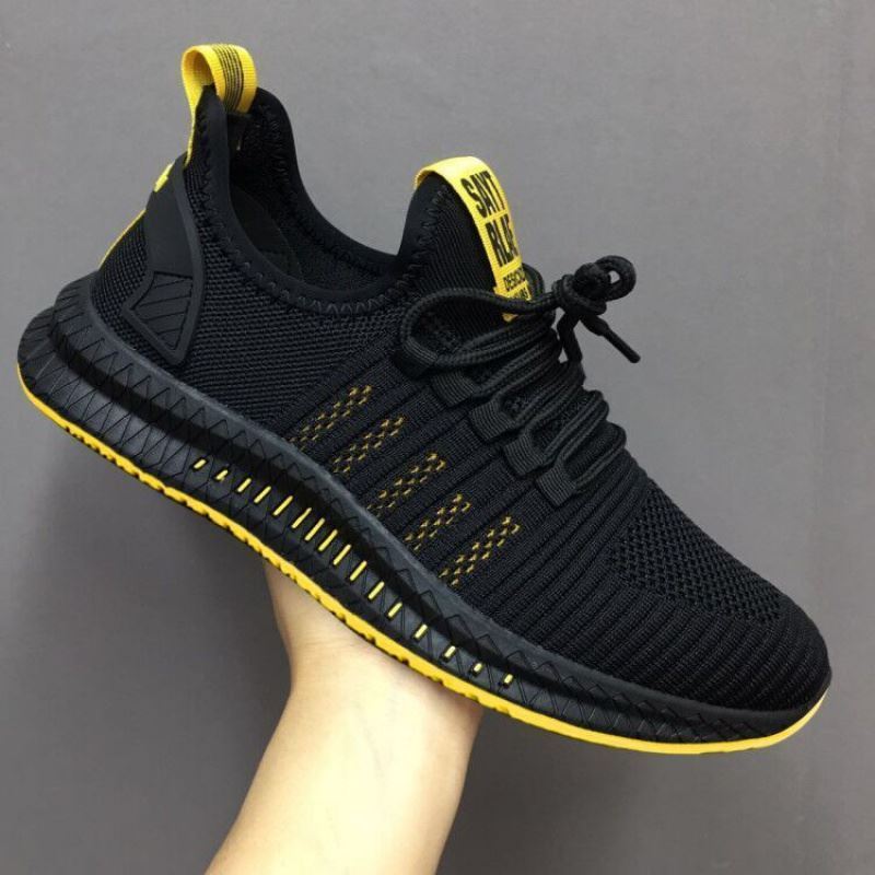All Black Work Shoes Men's Mesh Men's Shoes Breathable Lightweight Mesh Shoes Summer Mesh Sports Casual Shoes - Image 5
