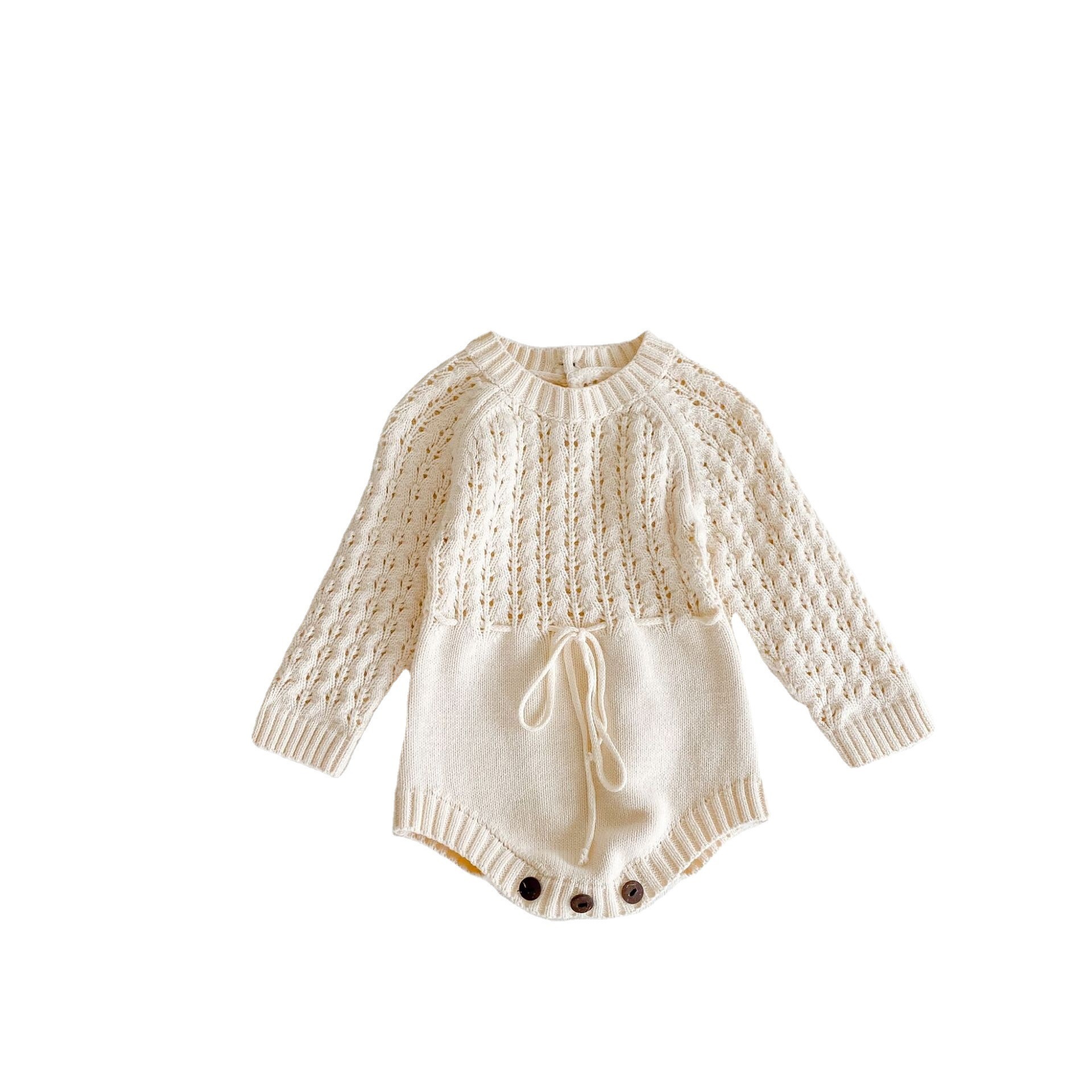 Girl Baby Knitted Hollow Waist Girdle Long Sleeves Harpy Dress Triangle - Image 2