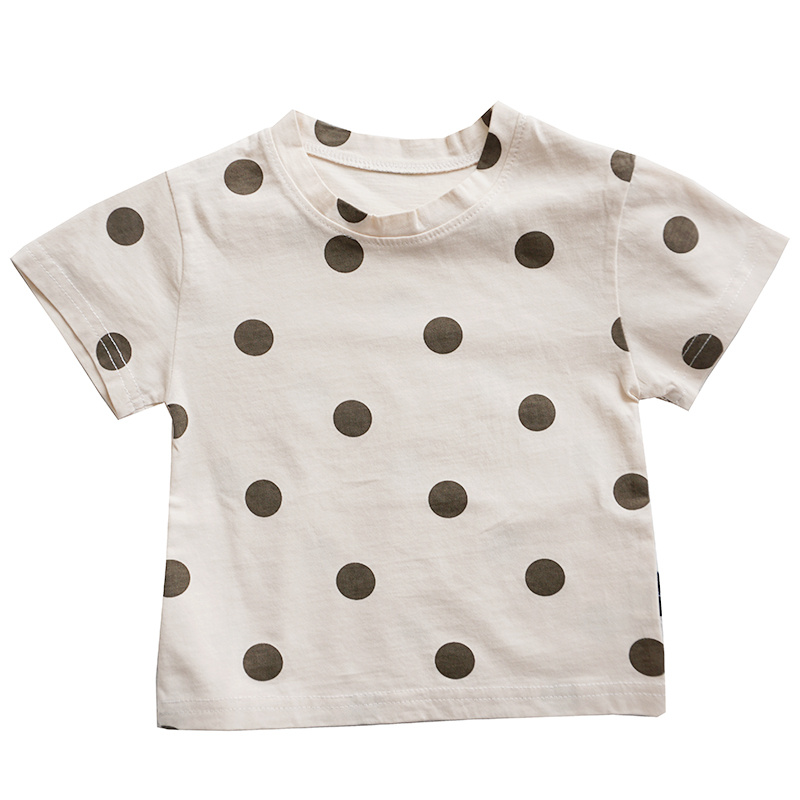 Baby Cotton Dot T-Shirt Short Sleeve Boys And Girls Loose T-Shirt Children''s Foreign Style Summer Clothes Baby Dot Top - Image 4