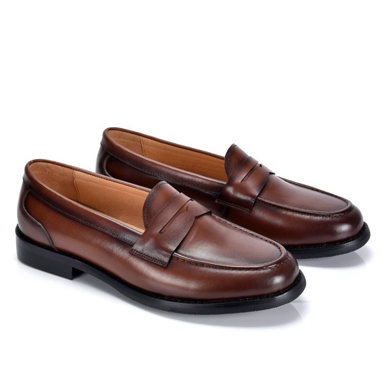 Mens British-style Vintage Slip-on Low-cut Loafers - Image 2