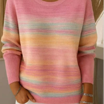 Womens Long-sleeve Crew-neck Pullover Top - Image 4