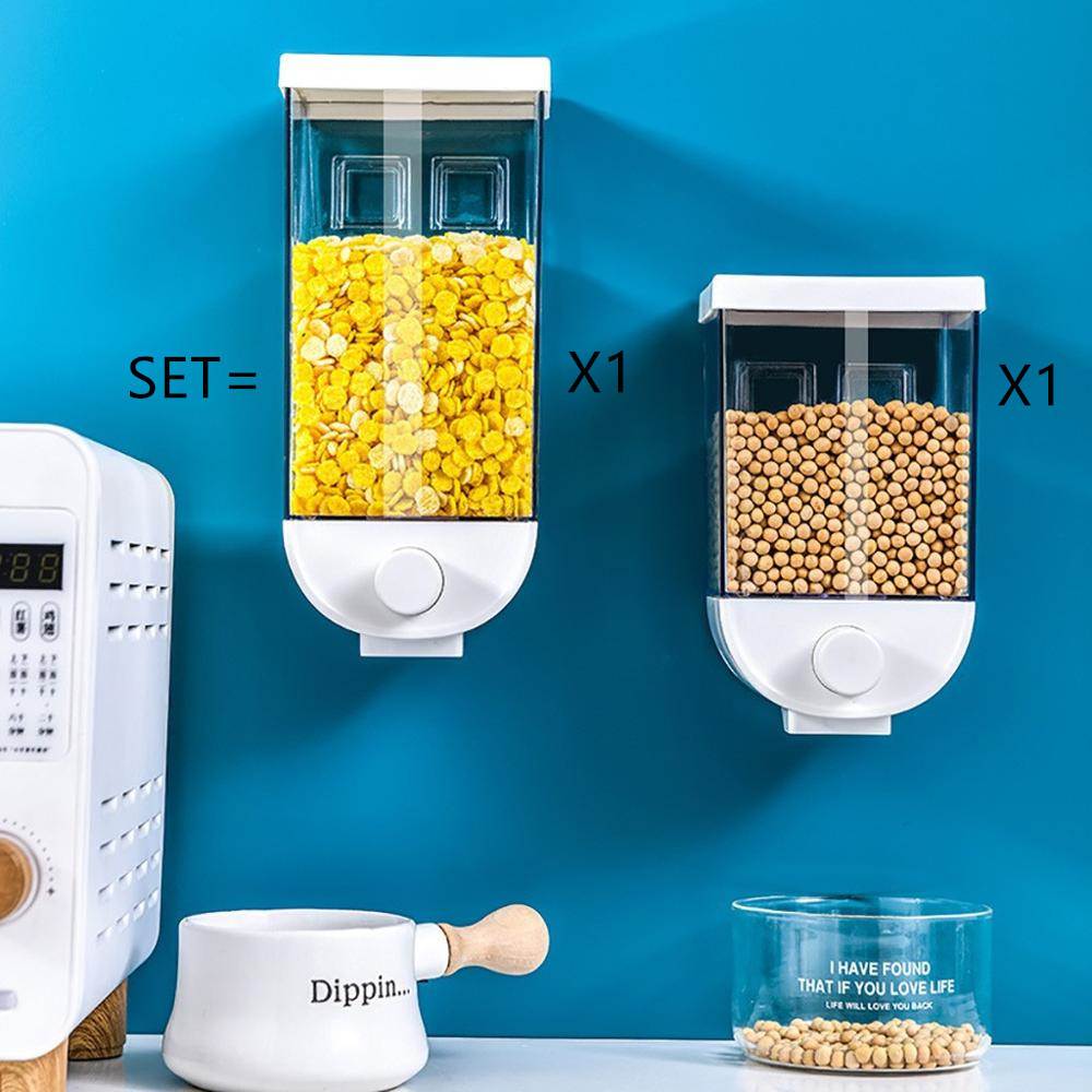 Kitchen Food Storage Easy Press Container Cereal Dispenser Wall Mounted Food Storage Box - Image 7