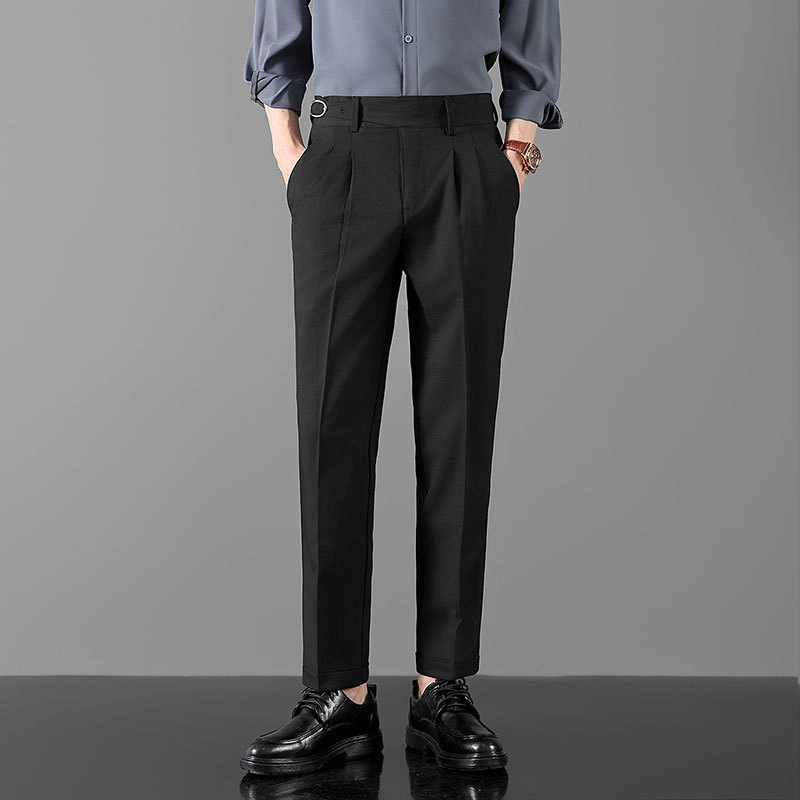 Mens Slim-Fit Straight-Leg Trousers In British Style - Image 4