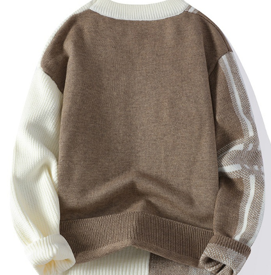 Mens Knitted Fashionable Casual Crew-Neck Sweater - Image 3