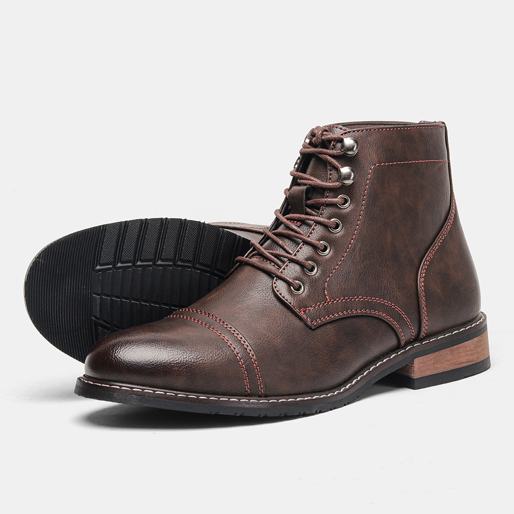 Mens Vintage Casual Leather Boots - Image 7