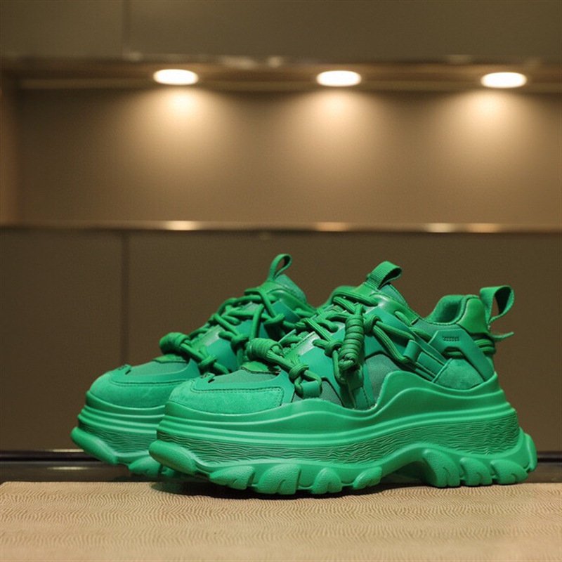 Women's Fashion Casual Leather Lace-up Platform Sneakers - Image 2