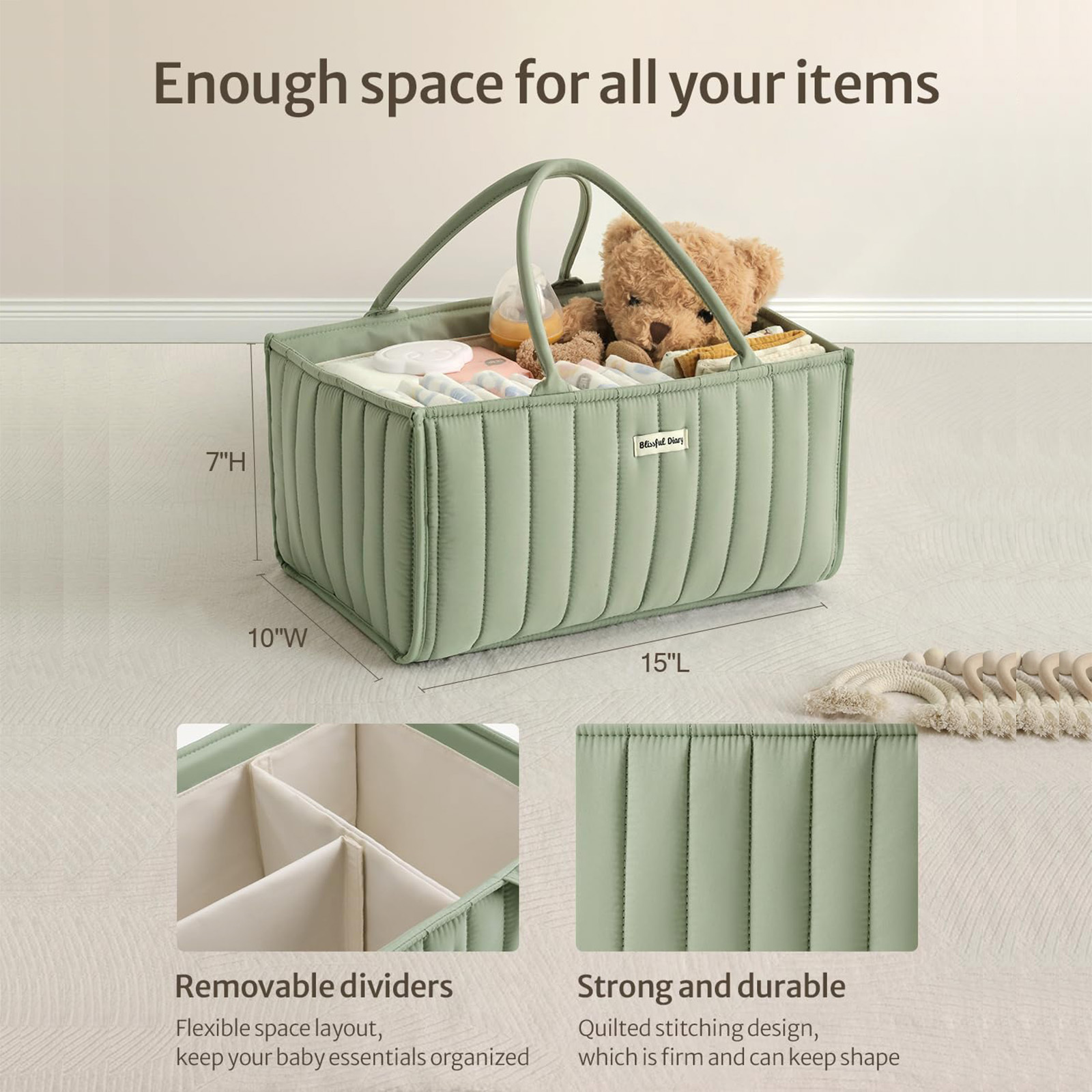 Baby Diaper Caddy Organizer, Stylish Storage Basket For Newborn Essentials And Diaper Station, Gift For Baby Shower And Registry Must-Have - Image 2