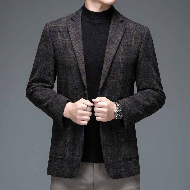 Mens Stylish Business-casual Plaid Blazer - Image 7