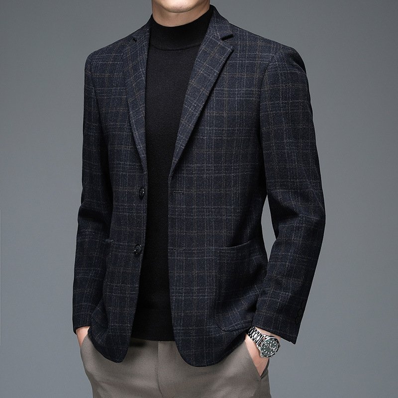 Mens Stylish Business-casual Plaid Blazer - Image 5