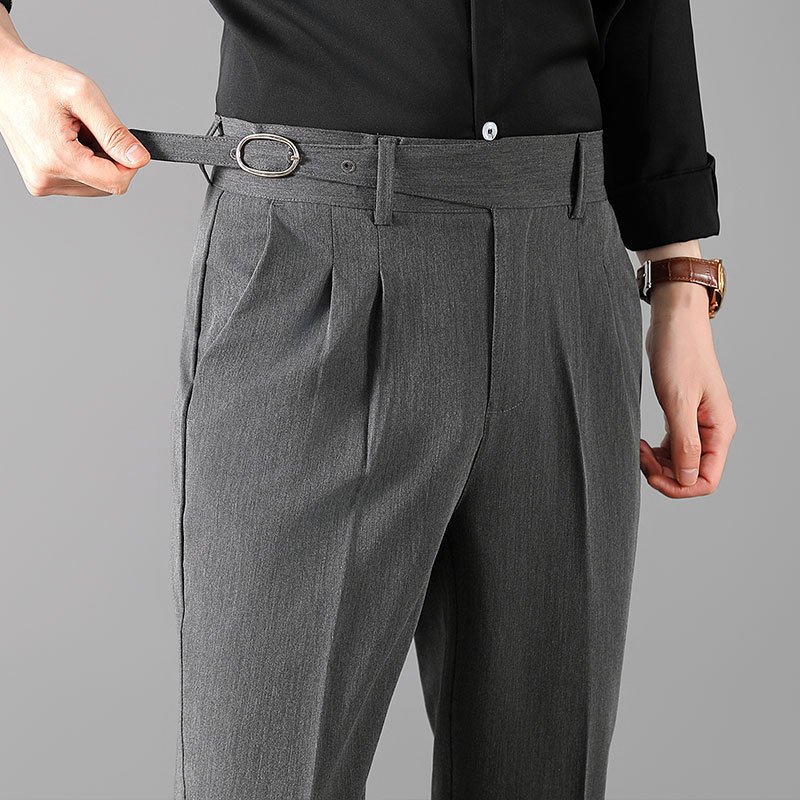 Mens Slim-Fit Straight-Leg Trousers In British Style - Image 2