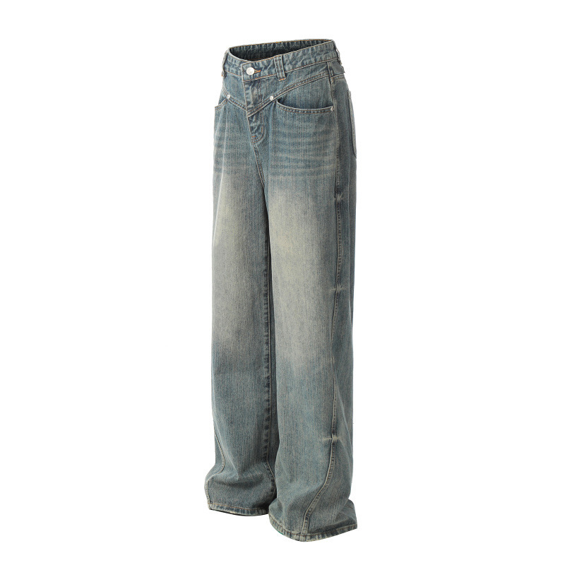 Mens High-Street Washed Distressed Loose Straight-Leg Pants - Image 6