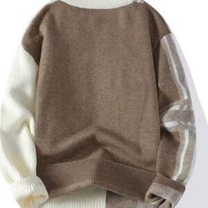 Mens Knitted Fashionable Casual Crew-Neck Sweater