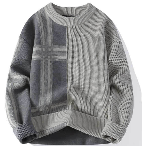 Mens Knitted Fashionable Casual Crew-Neck Sweater - Image 2