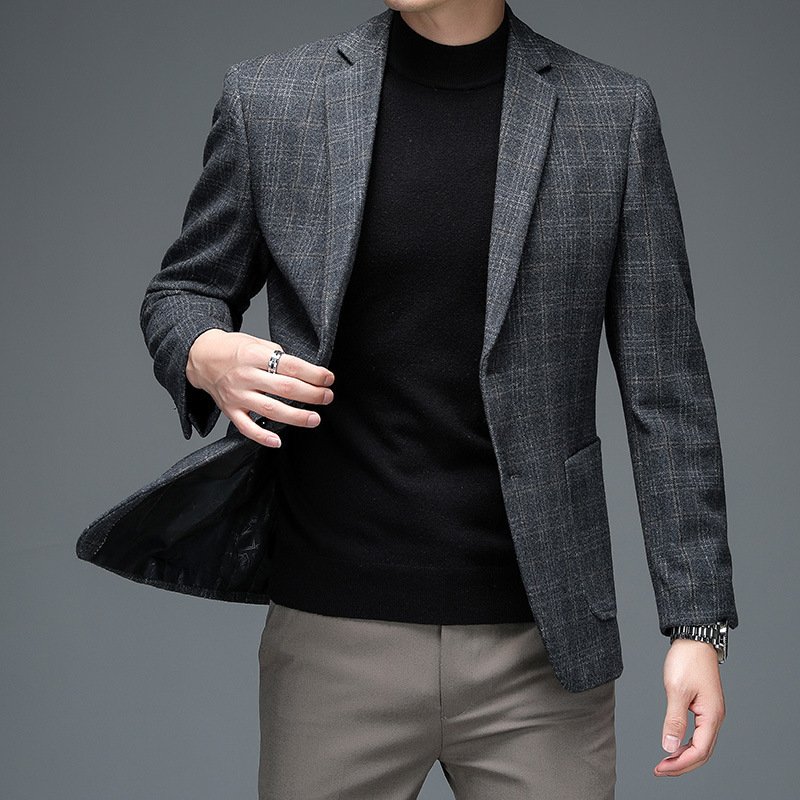 Mens Stylish Business-casual Plaid Blazer - Image 4