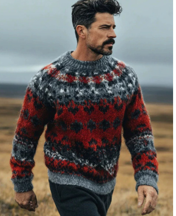 Mens Loose-fitting Long-sleeve Crew-neck Top - Image 4