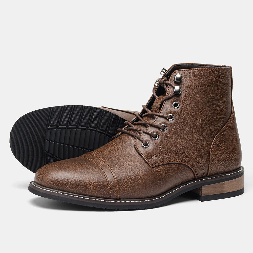 Mens Vintage Casual Leather Boots - Image 8