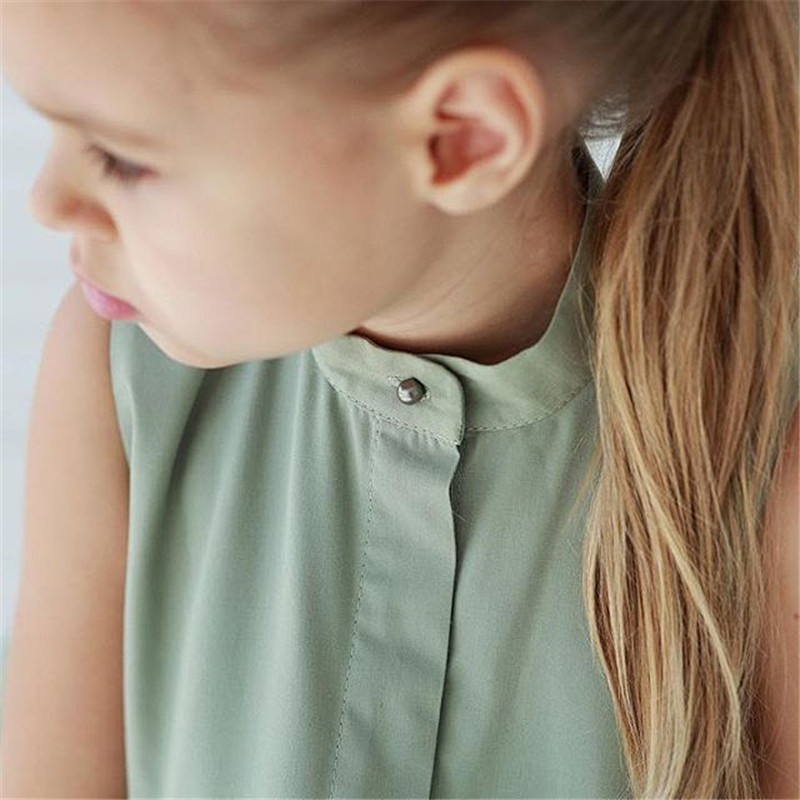 Fashion Simple Solid Color Sleeveless Small And Medium Girl Dress - Image 5