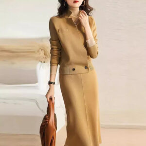 Womens Fashionable Casual Knitted Sweater Set