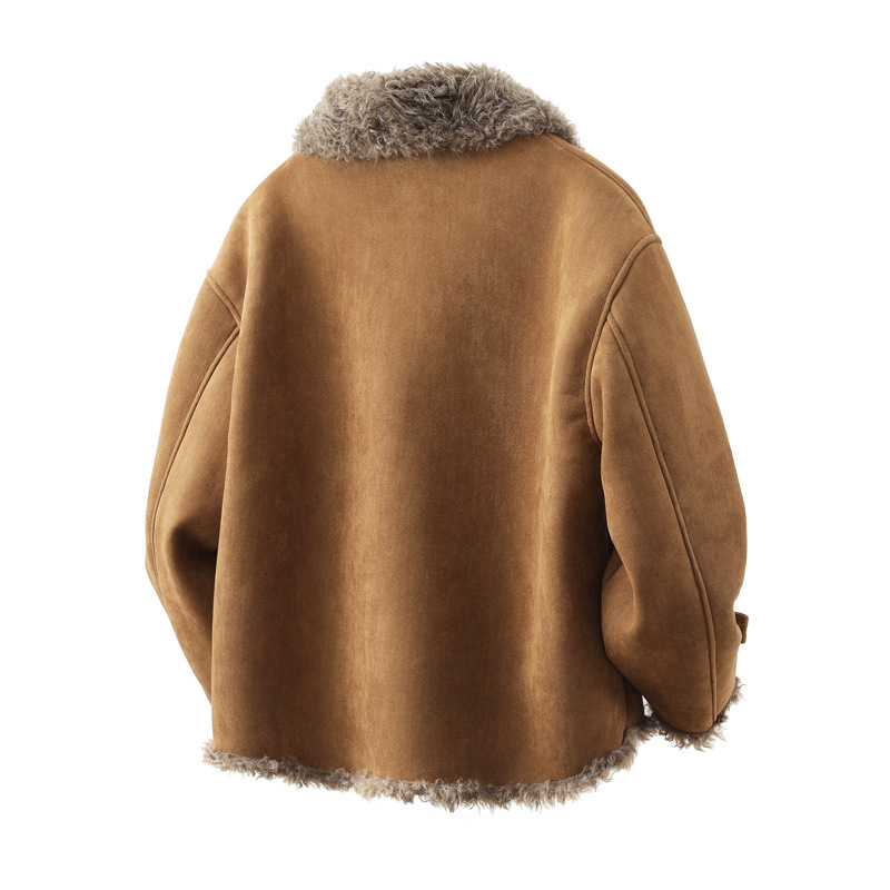 Oversized Faux Lambskin Jacket With A Fur Lining Fleece Lining And A Thicker Design Complete With A Lapel Collar - Image 2