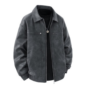 Mens American-style Vintage Solid-color Lapel Jacket