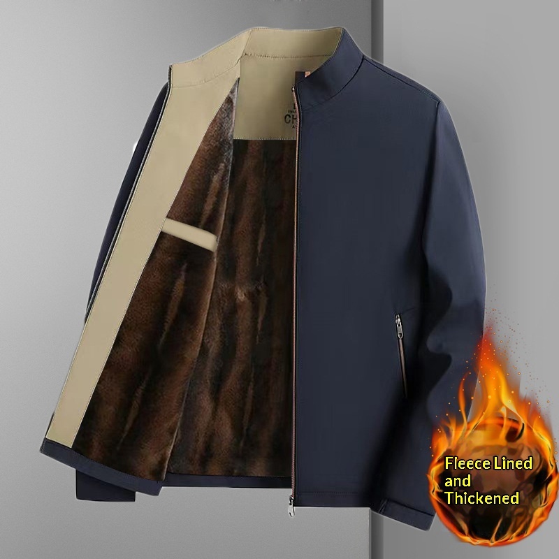 Business Casual Fleece Lined Jacket For Middle Aged - Image 2