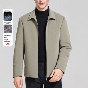 Business-casual Wrinkle-free Solid-color Versatile Mens Jacket