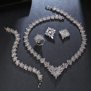 The Dazzling Set Is Handcrafted With Copper And Set With Zircon Stones.