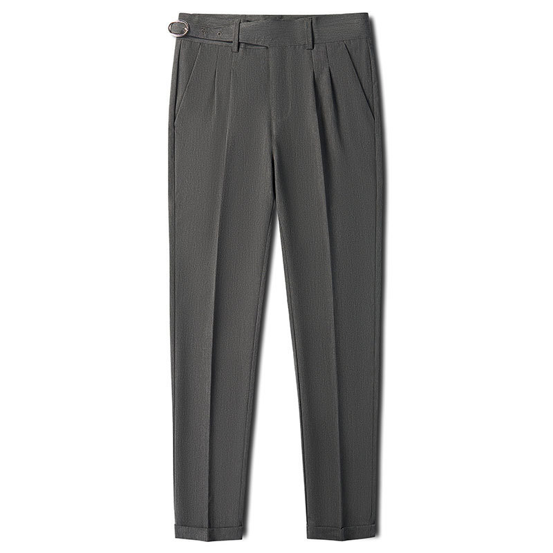 Mens Slim-Fit Straight-Leg Trousers In British Style - Image 5