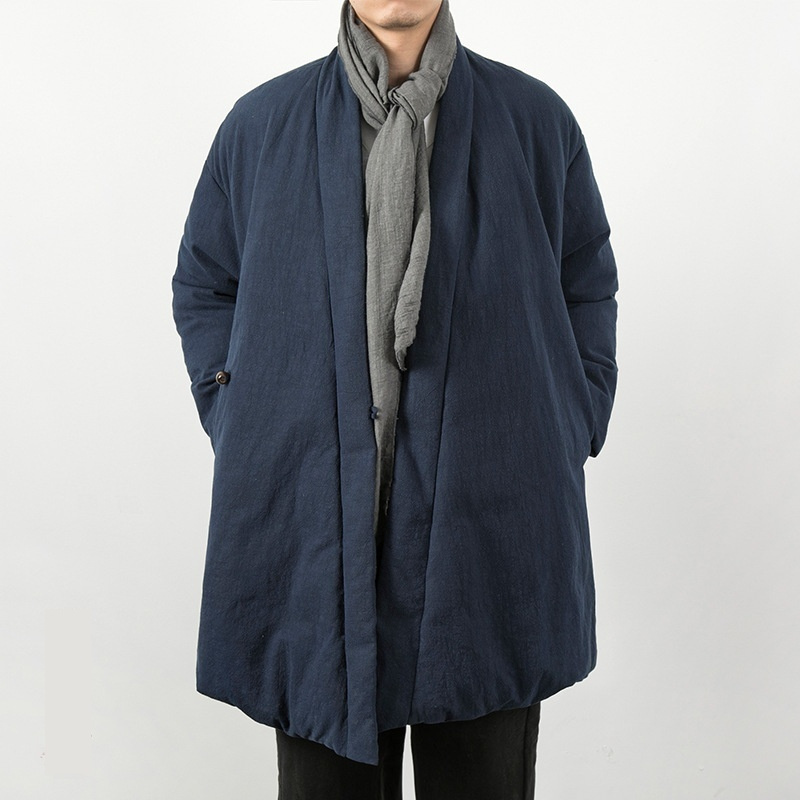 Mens New Chinese-Style Cotton And Linen Padded Jacket - Image 4