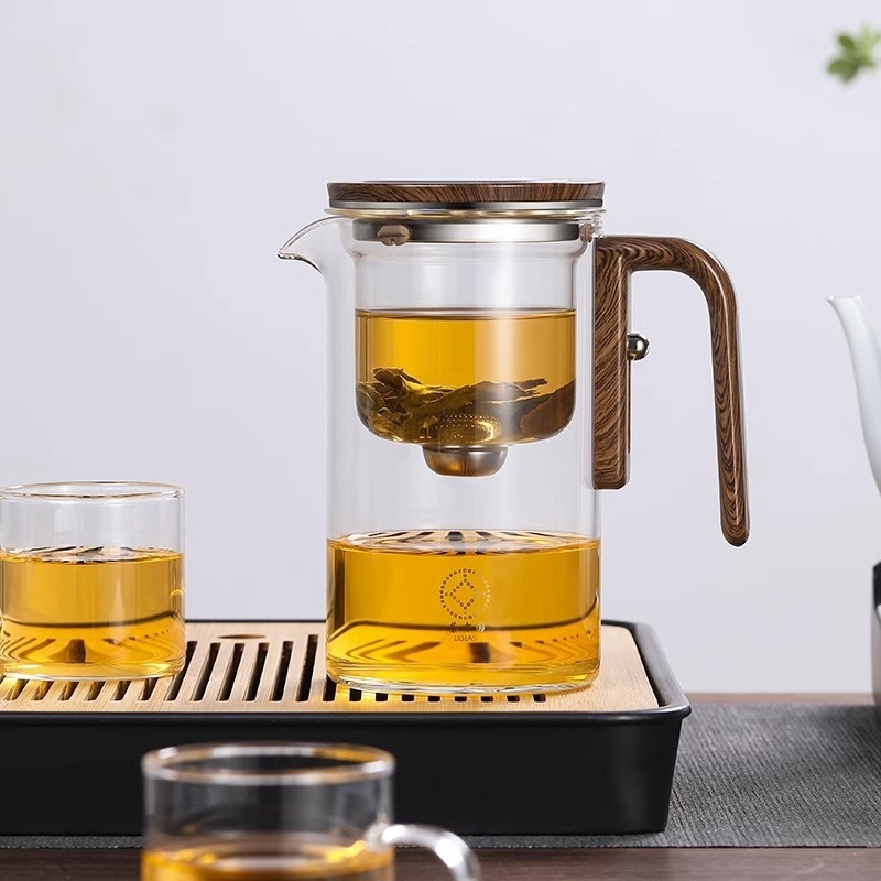 One Click Magnetic Teapot Separation Filtration Glass Tea Pot Wood Handle Tea Water Separation Inner Container Teapot - Image 7