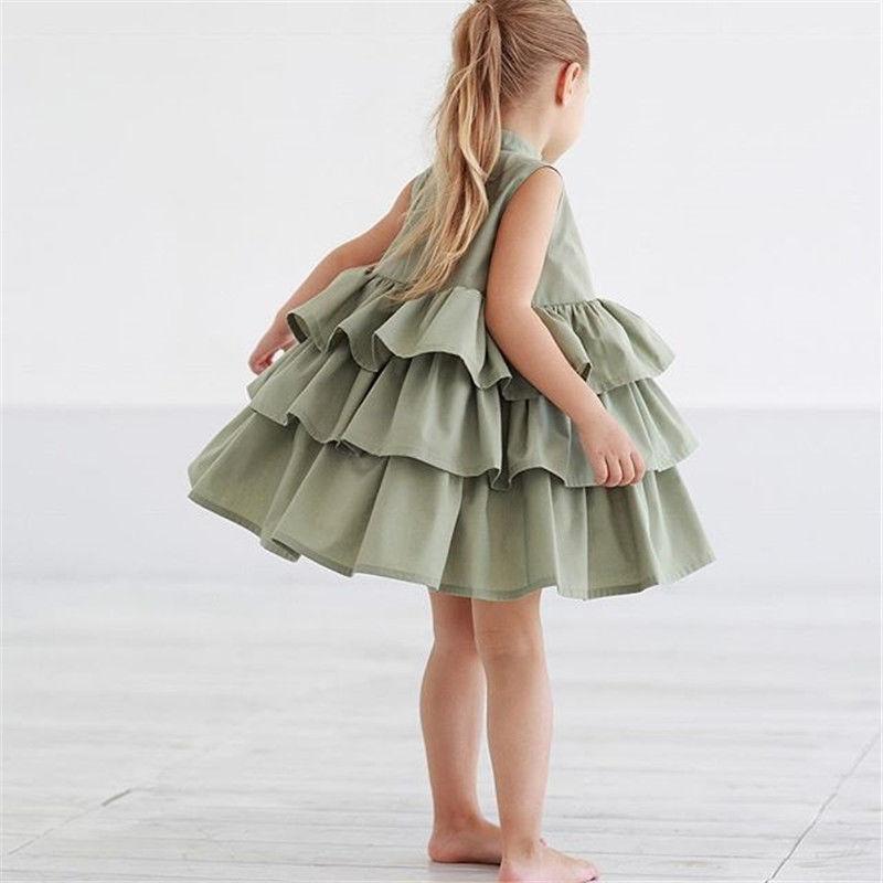Fashion Simple Solid Color Sleeveless Small And Medium Girl Dress - Image 2