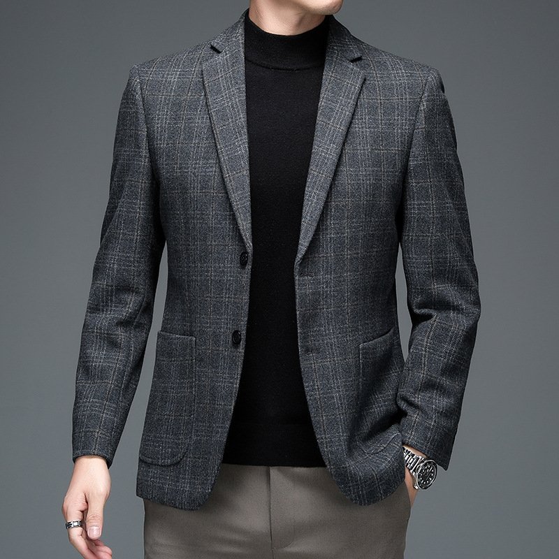 Mens Stylish Business-casual Plaid Blazer - Image 2
