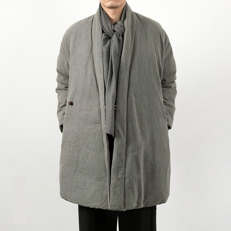 Mens New Chinese-Style Cotton And Linen Padded Jacket