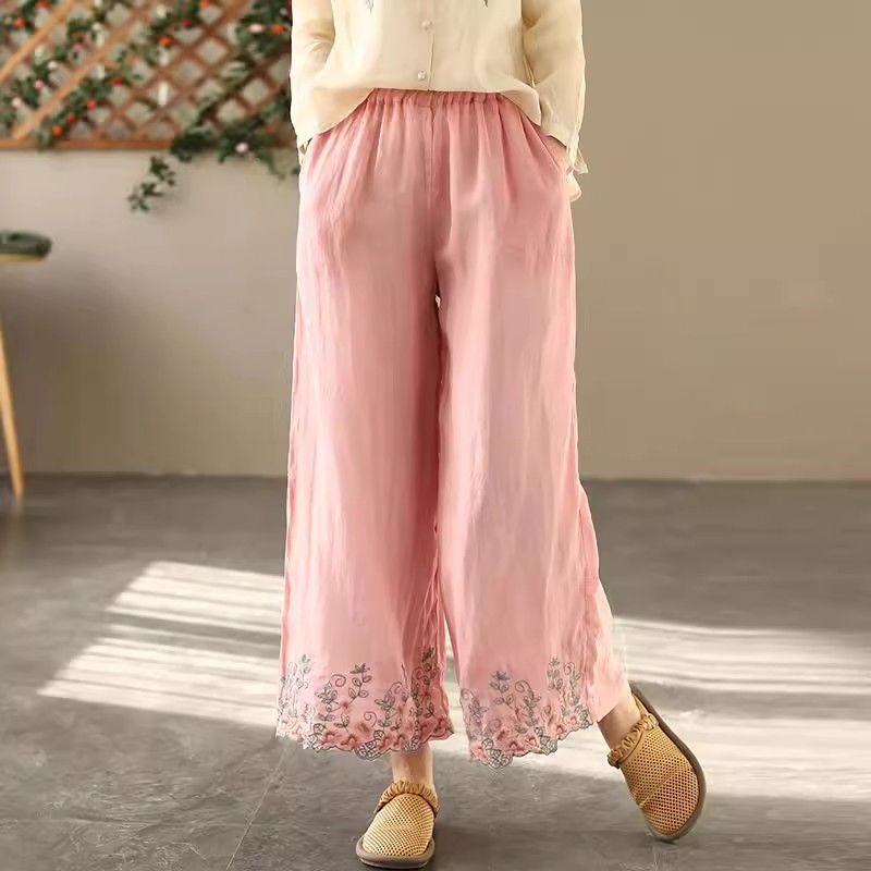 Moms Summer Cotton-linen Wide-leg Pants For Women - Image 4