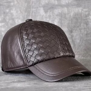New Mens Genuine Leather Winter Hat Goat-skin Baseball Cap