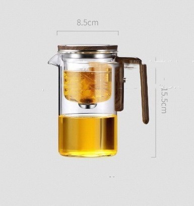 One Click Magnetic Teapot Separation Filtration Glass Tea Pot Wood Handle Tea Water Separation Inner Container Teapot - Image 4