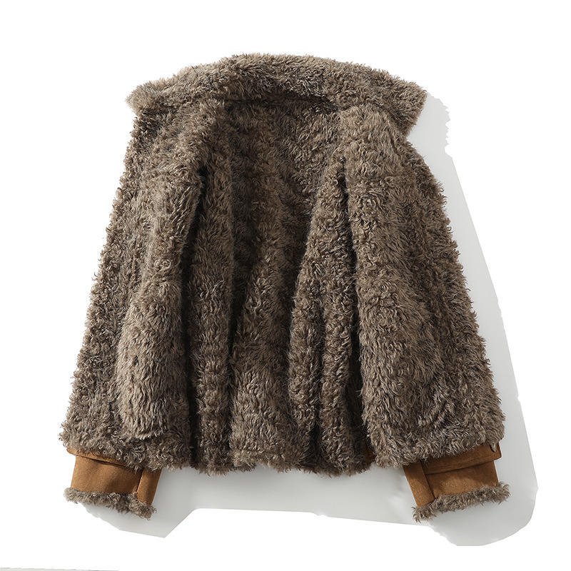 Oversized Faux Lambskin Jacket With A Fur Lining Fleece Lining And A Thicker Design Complete With A Lapel Collar - Image 4