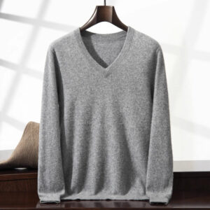 Mens Casual V-Neck Minimalist Knitted Sweater Top