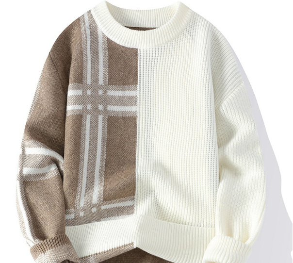 Mens Knitted Fashionable Casual Crew-Neck Sweater - Image 5