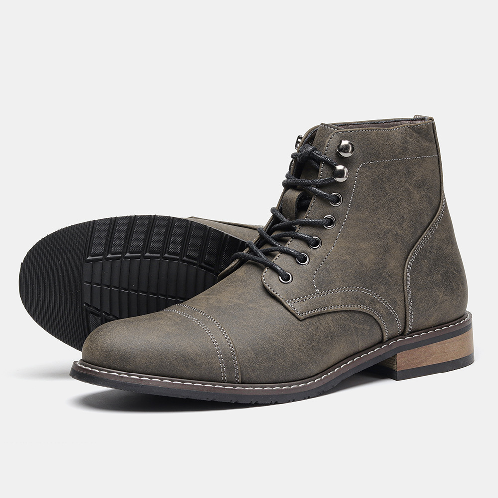 Mens Vintage Casual Leather Boots - Image 2