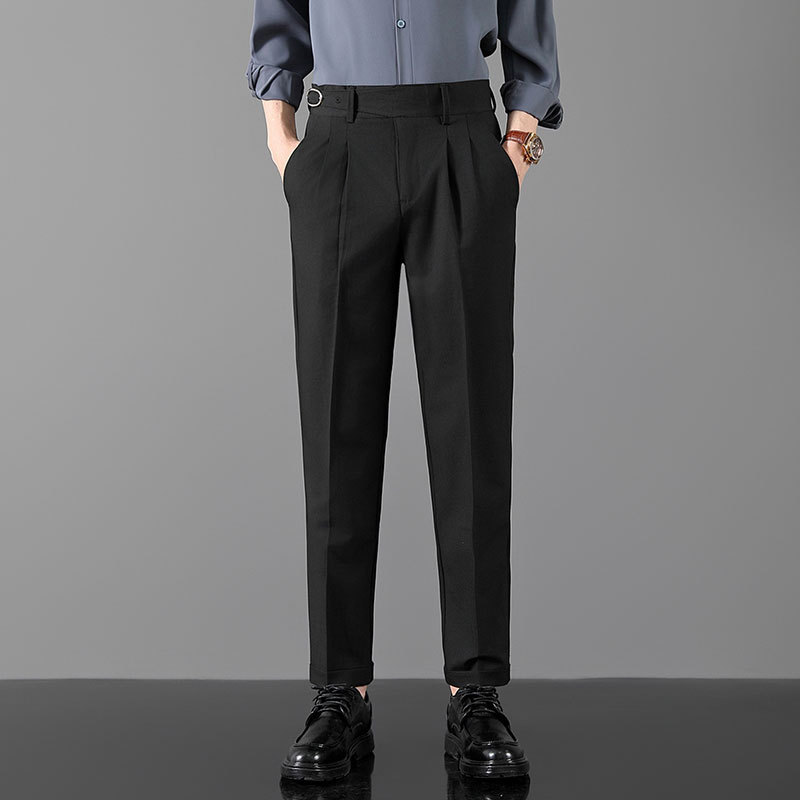 Mens Slim-Fit Straight-Leg Trousers In British Style - Image 3