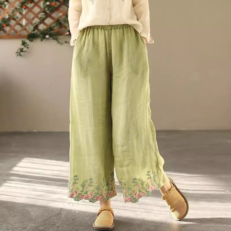 Moms Summer Cotton-linen Wide-leg Pants For Women