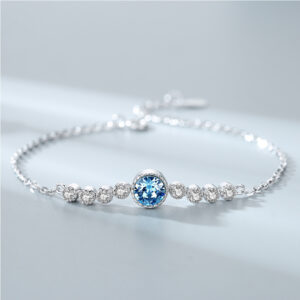 Ocean Heart Crystal Bracelet Women S925 Pure Silver